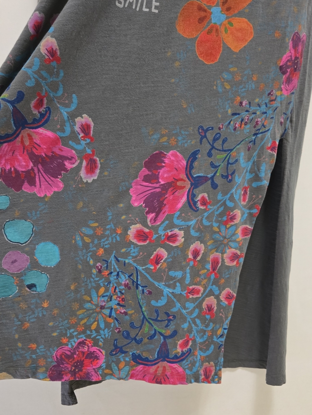 Life Is A Canvas Cotton Maxi T-Shirt Dress Natural Life Peace Floral - Picture 9 of 13